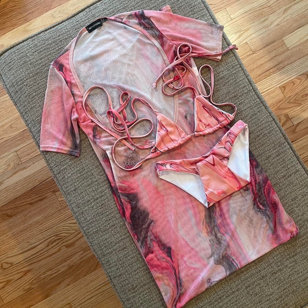 Bikini + Sheer Cover-Up Dress